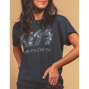 Daydreamer KISS I Was Made For Loving You Embellished Tee T-shirt M Gray